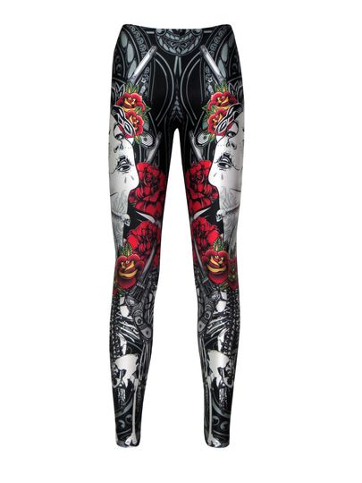 Sugar Skull Mexican Skeleton Print Alternative Leggings