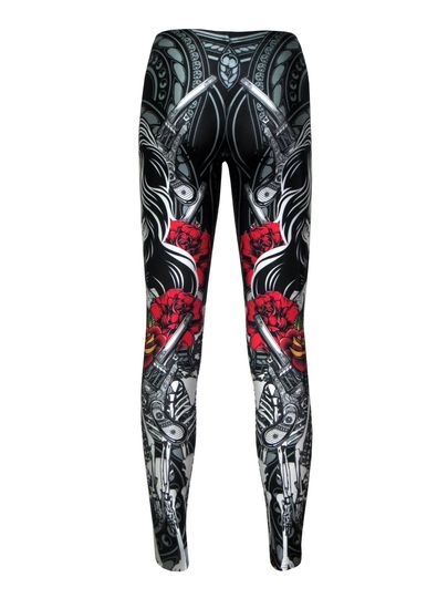 Sugar Skull Mexican Skeleton Print Alternative Leggings