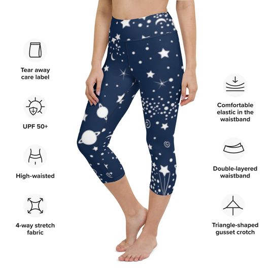 Space and Stars Yoga Capri Leggings