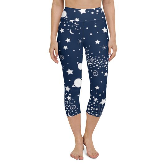 Space and Stars Yoga Capri Leggings
