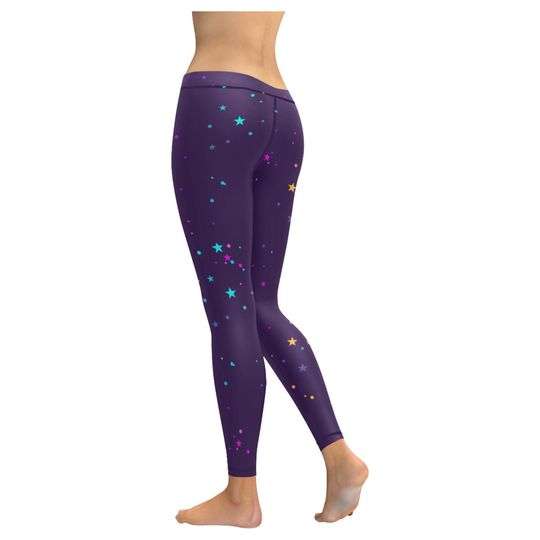 Magical Dark Purple Starry Low Rise Leggings