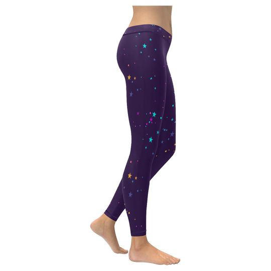Magical Dark Purple Starry Low Rise Leggings