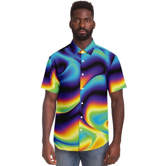 Holographic Iridescence Colorful Psychedelic Men's Shirt
