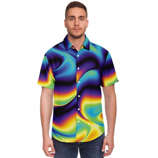 Holographic Iridescence Colorful Psychedelic Men's Shirt