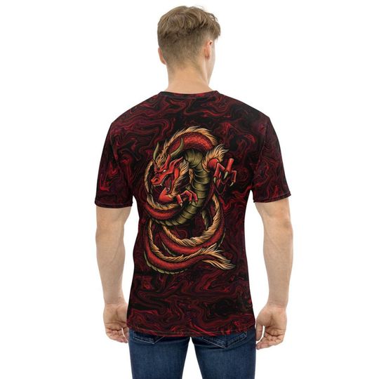 Red Dragon On Lava 3D T Shirt