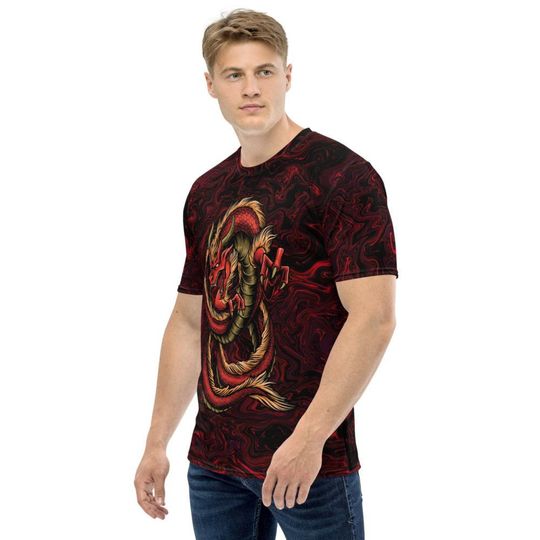 Red Dragon On Lava 3D T Shirt
