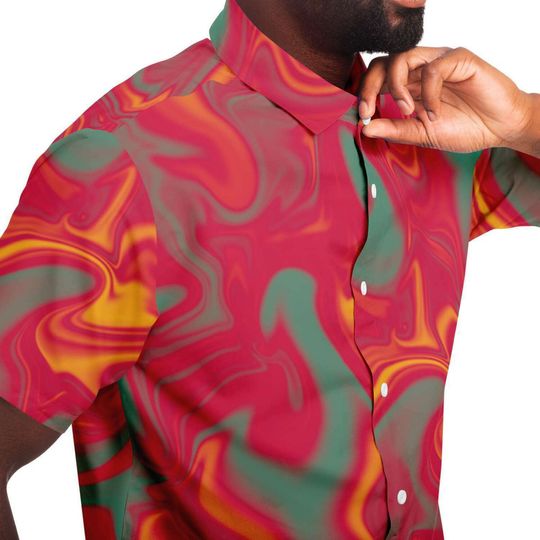 Candy Pop Red Mint Marble Smoke Sunset Liquid Holographic Hawaiian Shirt
