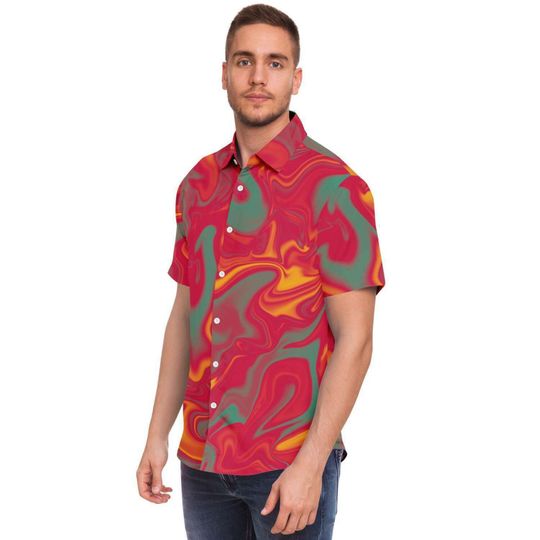 Candy Pop Red Mint Marble Smoke Sunset Liquid Holographic Hawaiian Shirt