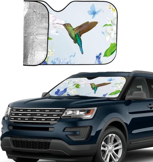 Hummingbird Butterfly Flower Car Windshield Sunshade