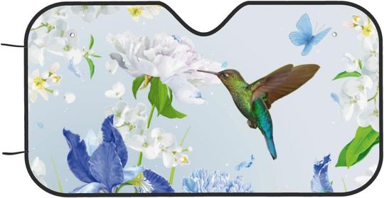 Hummingbird Butterfly Flower Car Windshield Sunshade