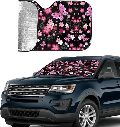 Flower Butterfly Car Windshield Sun Shade for Car