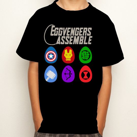 Eggvengers Assemble Chocolate Easter Egg Childrens Graphic Kids T-Shirts