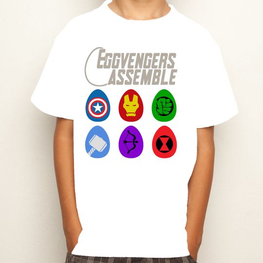 Eggvengers Assemble Chocolate Easter Egg Childrens Graphic Kids T-Shirts