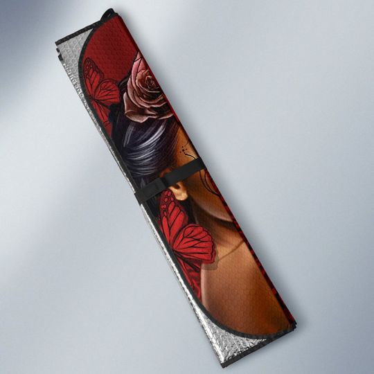 Calavera Girl Red Auto Sun Shade, Green Car Sun Shade