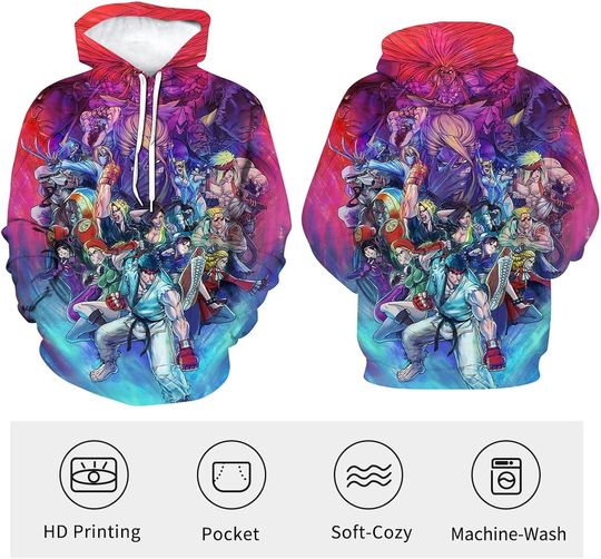 Street Fighter Hoodie Game Character HD 3D Printed Pullover