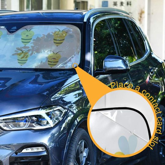 Car Windshield Sun Shade - Cute Bee Sun Visor Protector, Sunshade To Keep Your Vehicle Cool And Damage Free