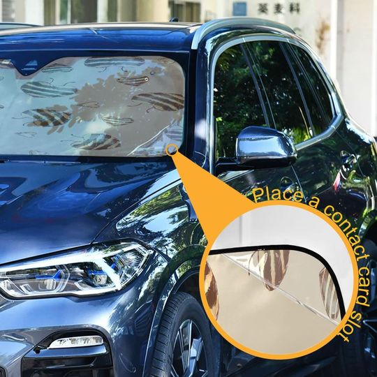 xigua Windshield Sunshade for Front Window, Cute Bee Heart Folding Car Sun Shield