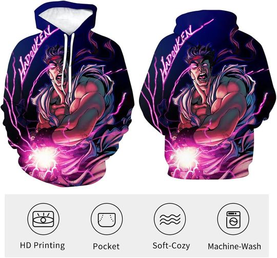 Street Fighter Hoodie Game Character HD 3D Printed Pullover