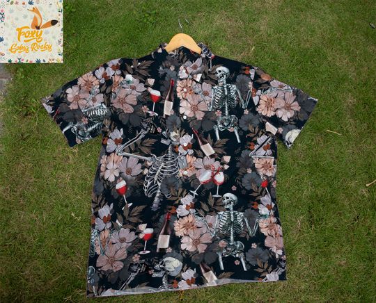 Skeleton Wine Hawaiian Shirt