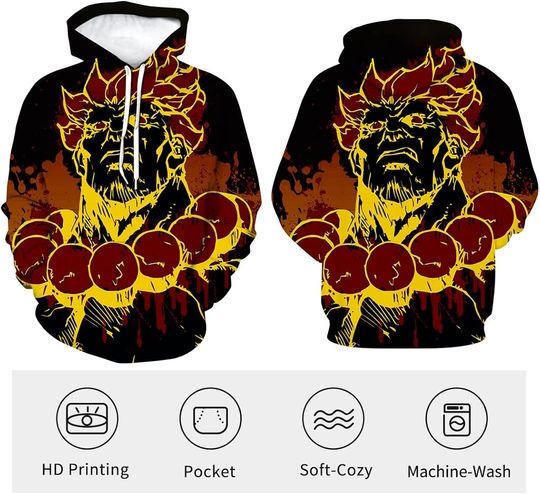 Street Fighter Hoodie Game Character HD 3D Printed Pullover