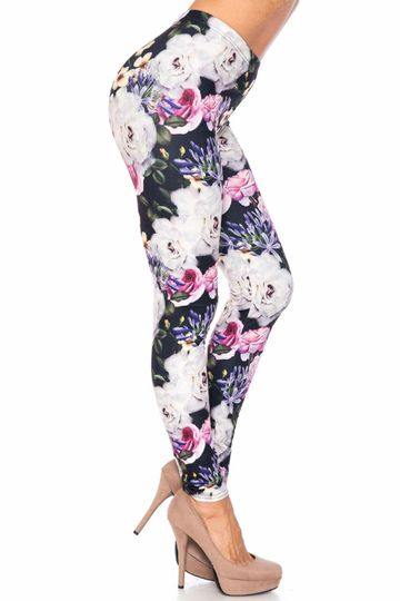 Creamy Soft Floral Garden Bouquet Leggings