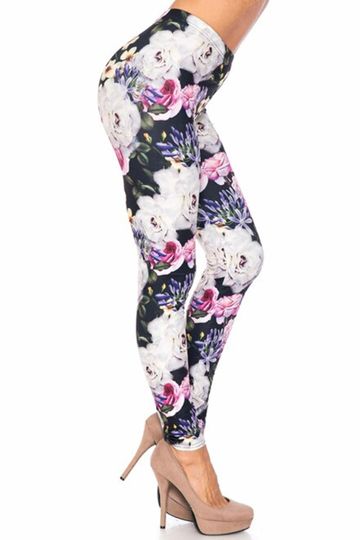 Creamy Soft Floral Garden Bouquet Leggings