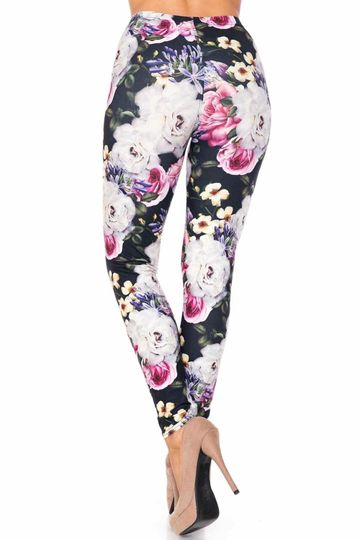 Creamy Soft Floral Garden Bouquet Leggings