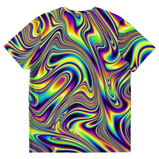 Liquid Paint Swirls Waves Psychedelic Festival Edm  3D T-shirt