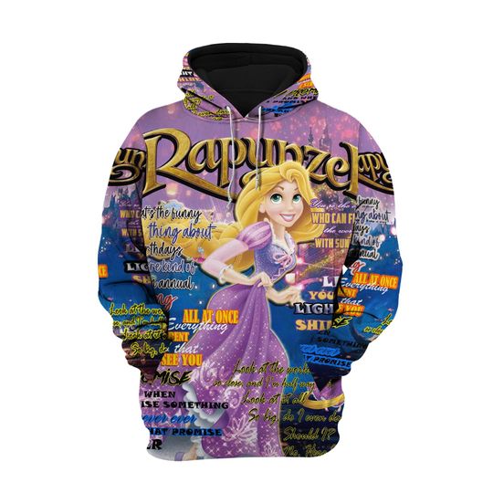 Rapunzel Punk Words Pattern | Disney 3D Hoodie