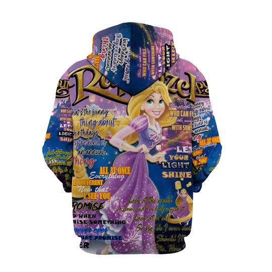 Rapunzel Punk Words Pattern | Disney 3D Hoodie