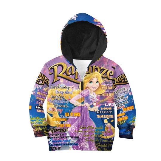 Rapunzel Punk Words Pattern | Disney 3D Hoodie
