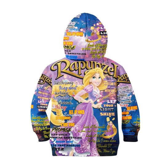Rapunzel Punk Words Pattern | Disney 3D Hoodie