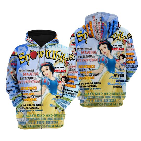 Snow White Punk Words Pattern | Disney 3D Hoodie