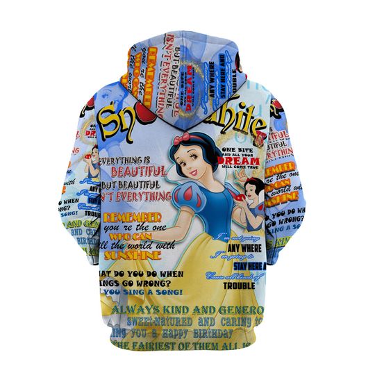 Snow White Punk Words Pattern | Disney 3D Hoodie