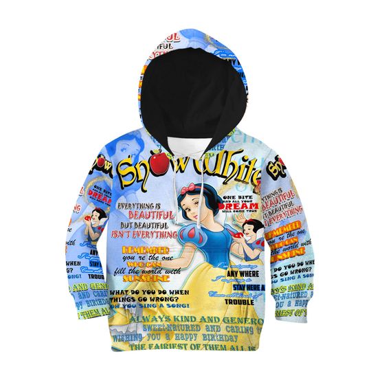 Snow White Punk Words Pattern | Disney 3D Hoodie