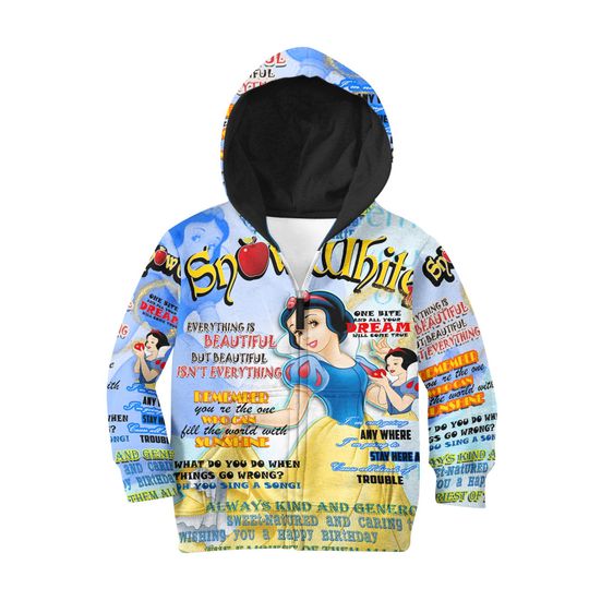 Snow White Punk Words Pattern | Disney 3D Hoodie