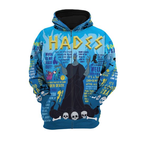 Evil Hades Punk Words Pattern | Disney 3D Hoodie