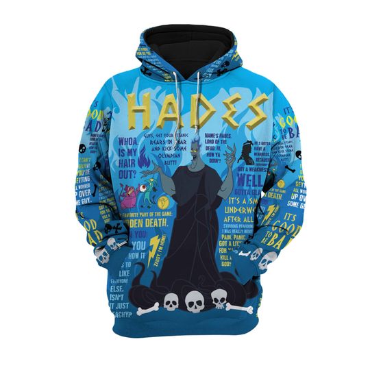 Evil Hades Punk Words Pattern | Disney 3D Hoodie
