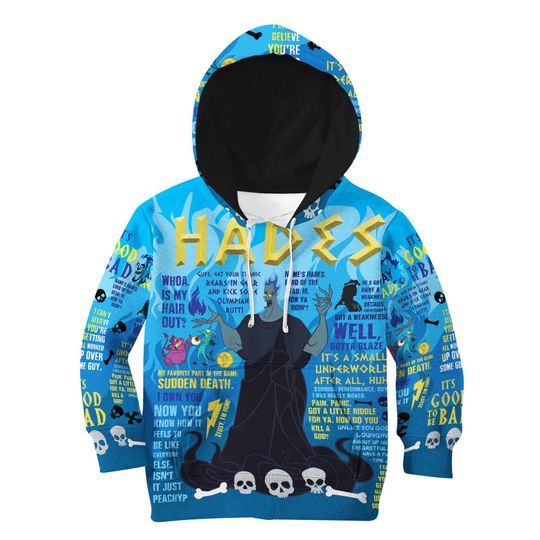 Evil Hades Punk Words Pattern | Disney 3D Hoodie
