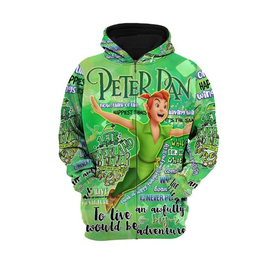 Peter Pan Punk Words Pattern | Disney Quotes 3D Hoodie