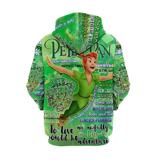 Peter Pan Punk Words Pattern | Disney Quotes 3D Hoodie