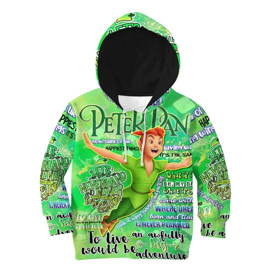 Peter Pan Punk Words Pattern | Disney Quotes 3D Hoodie
