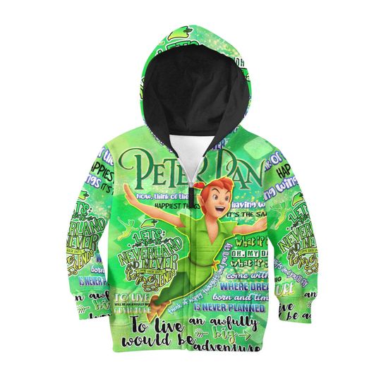 Peter Pan Punk Words Pattern | Disney Quotes 3D Hoodie