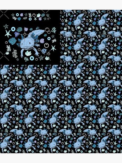 Blue Axolotl Coral Pattern Backpack
