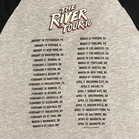 Bruce Springsteen 2016 River Tour Baseball Tee