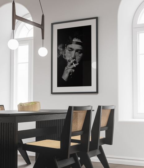 Post Malone Poster, Black And White, Post Malone Wall Art