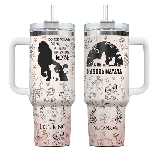 Custom Disney Lion King 40oz Tumbler, Hakuna Matata Stainless Tumbler, Simba Timon Pumbaa Tumbler, Magic Kingdom Gift