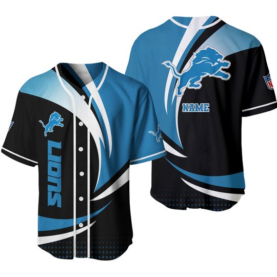 Personalized Detroit Lions Baseball Jersey, Detroit Lions Football Team Jersey, Detroit Game Day Football