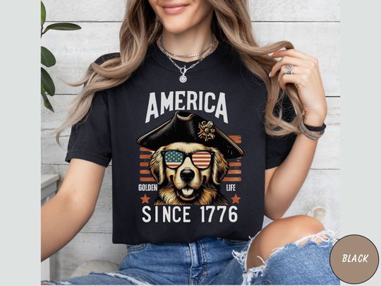 Discover Golden Retriever 4th of July T-shirt, 4th of July Golden dog Gift, Golden dog Mom tee Golden Mama Gift