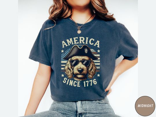 Discover Goldendoodle 4th of July T-shirt, 4th of July Goldendoodle Gift, Goldendoodle Mom tee Golden Mama Gift